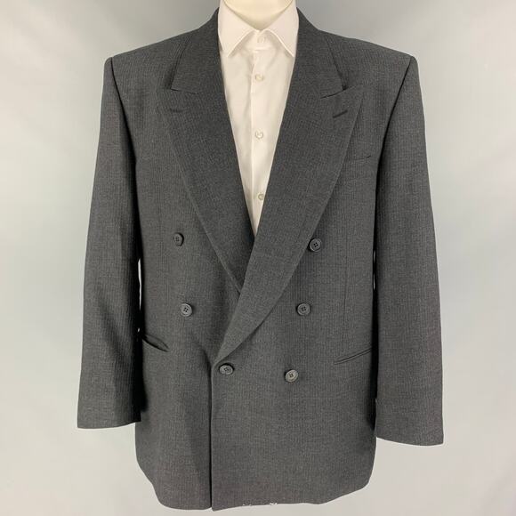 Vintage YVES SAINT LAURENT Size 46 Regular Dark Gray Textured Wool Sport Coat - Picture 1 of 1